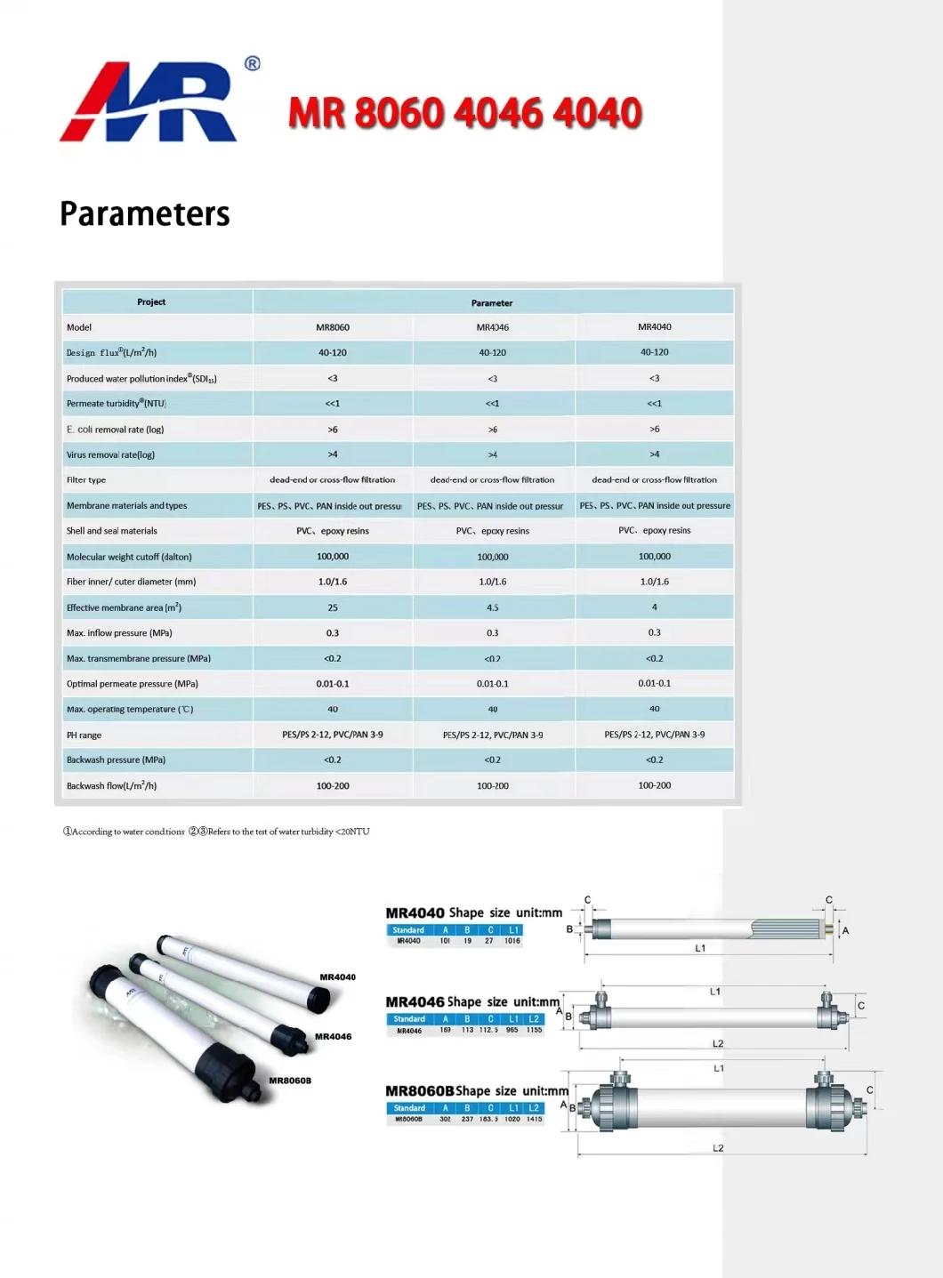 Ultrafiltration Water Purifier Ceramic Ultrafiltration Membrane Mr-UF-8060